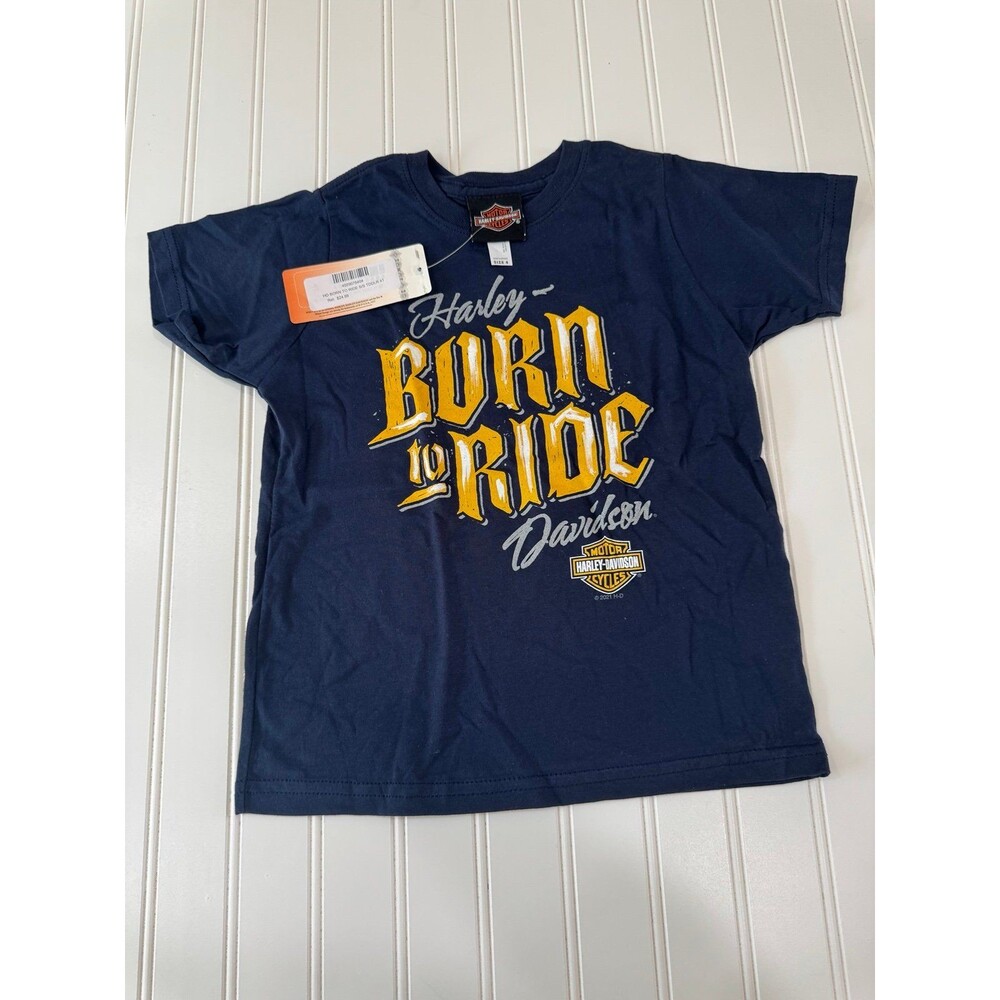 Harley-Davidson Kids "Born to Ride" Navy Graphic Tee Size 4 NWT